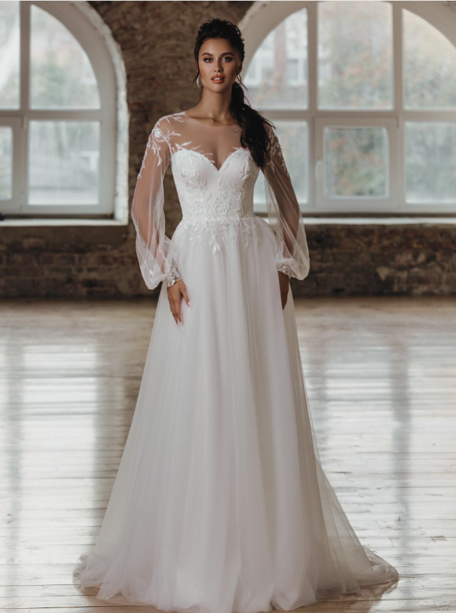 VESTIDO DE NOVIA MANGA ANCHA - DANILA