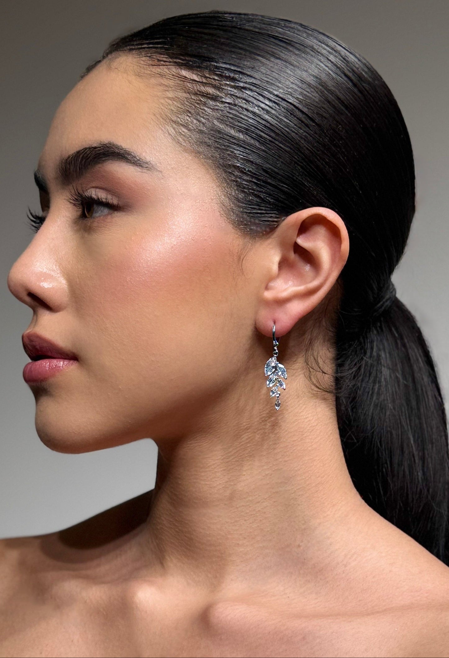 ARETES COLGANTES PLATEADOS CON CRISTALES SILVANA