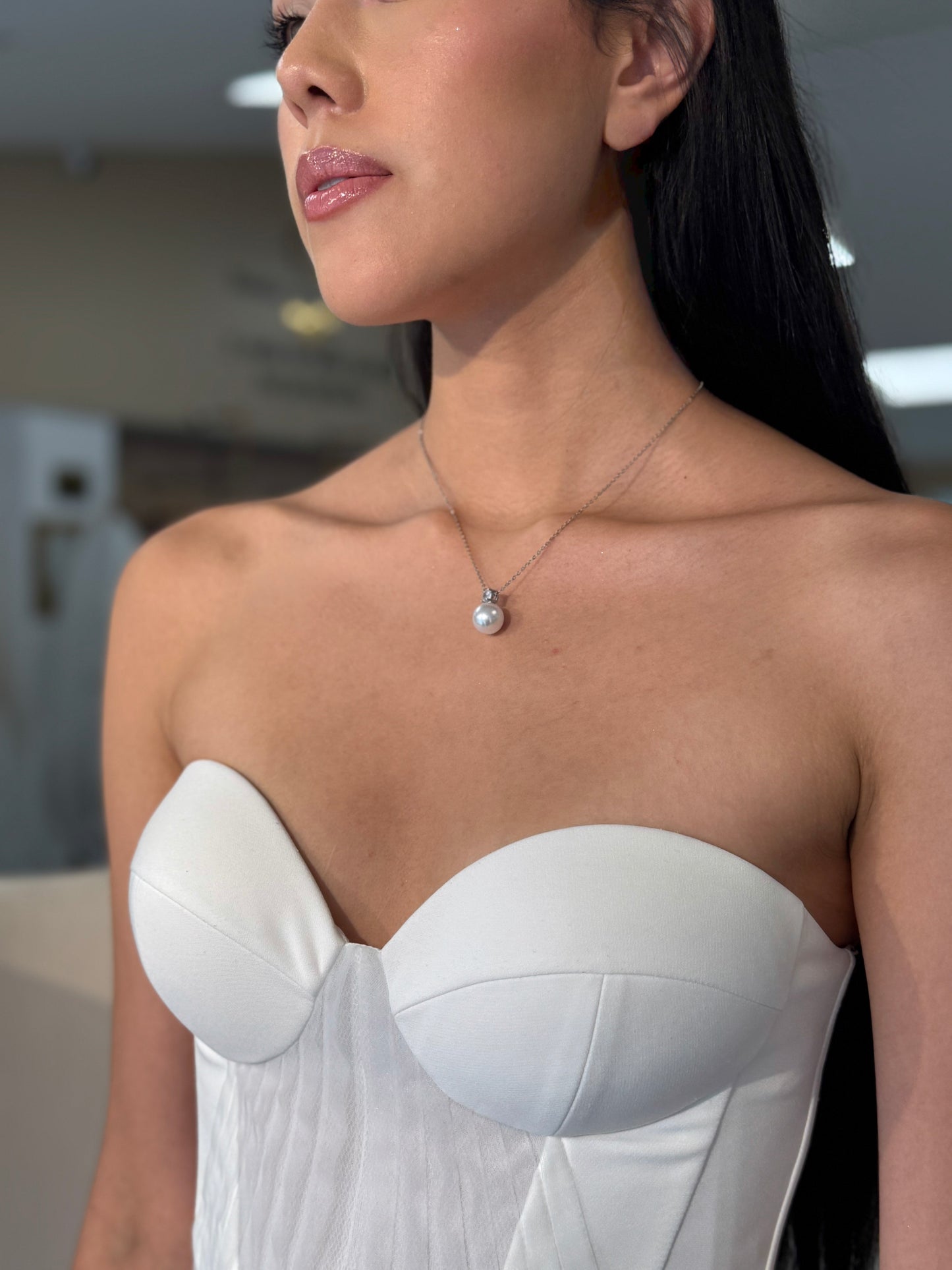 COLLAR PLATA CON DIJE DE PERLA AGUA DULCE - ALANA