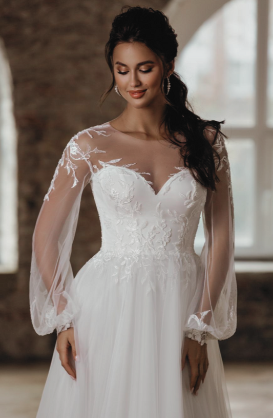 VESTIDO DE NOVIA MANGA ANCHA - DANILA
