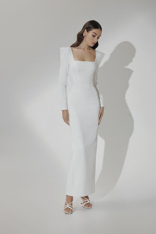 VESTIDO BODA CIVIL CON MANGAS BADI