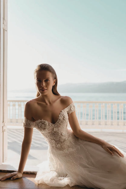VESTIDO DE NOVIA MANGA CAIDA - GABRIELA