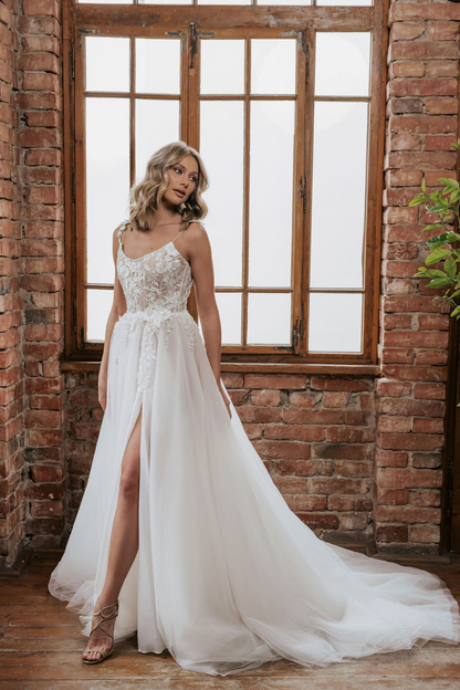 VESTIDO LIGERO CORTE A CON ABERTURA - ROCHI
