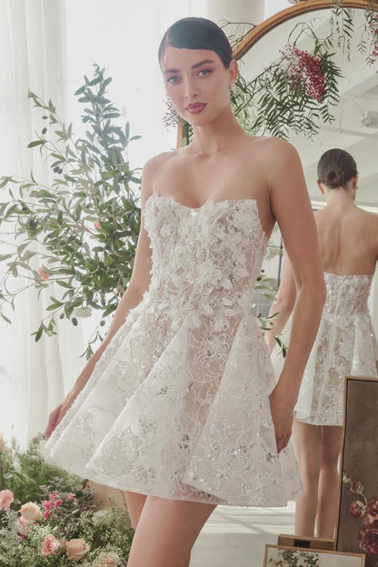 VESTIDO CORTO DE NOVIA CON BRILLO - GABRIELA