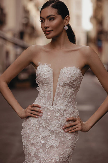 ENIGMATIC - VESTIDO DE NOVIA SIRENA CON APLIQUES 3D