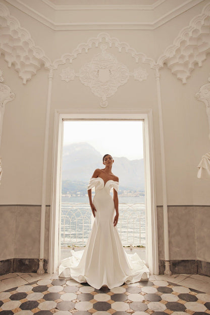 VESTIDO DE NOVIA SIRENA MANGA CAIDA - CHARMY