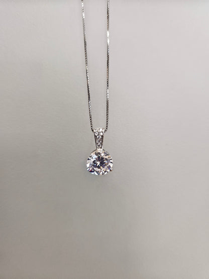 COLLAR DE PLATA CON CRISTAL REDONDO - IMPERIAL