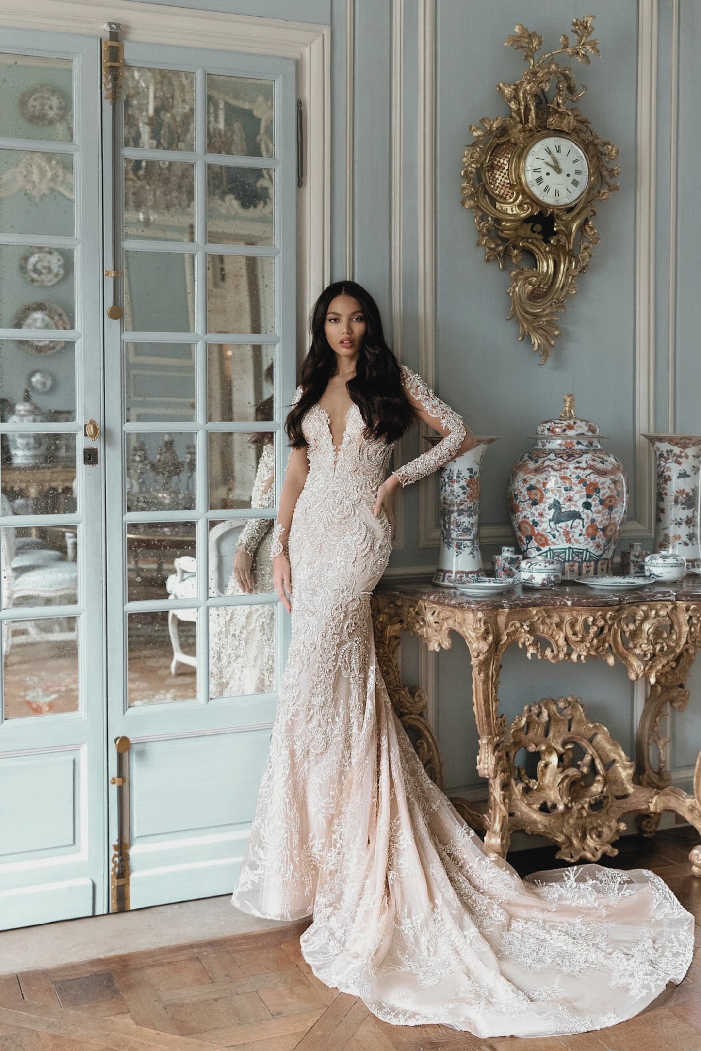 VESTIDO DE NOVIA CORTE SIRENA DE COLOR NUDE - RACHEL