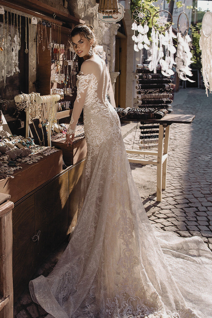 VESTIDO DE NOVIA DORADO CON MANGAS - DORIAN