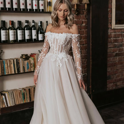 VESTIDO DE NOVIA CON MANGAS DESMONTABLES - BELLA