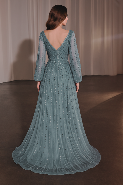 LISI - VESTIDO DE AZUL CON  CON MANGAS