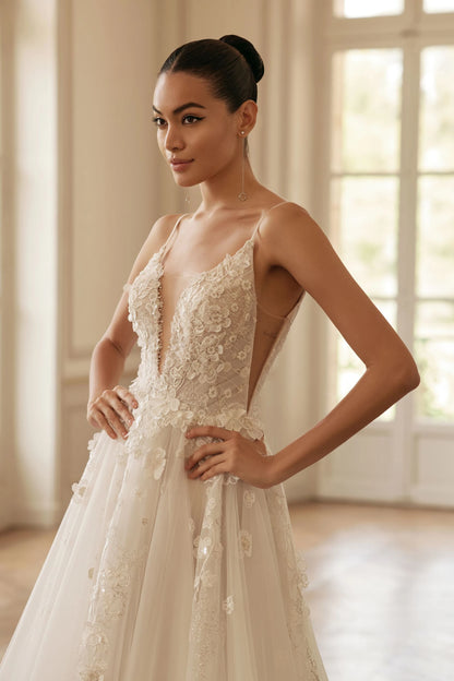VESTIDO DE NOVIA  FLORES 3D - FLOR