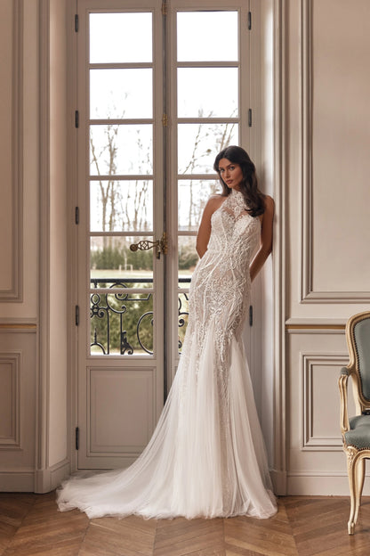 VESTIDO DE NOVIA SIRENA CUELLO HALTER - SILVANA