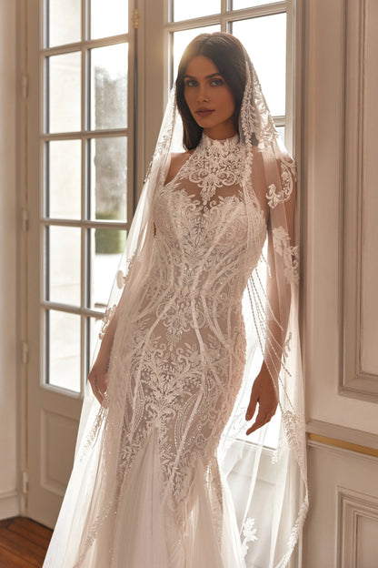 VESTIDO DE NOVIA SIRENA CUELLO HALTER - SILVANA