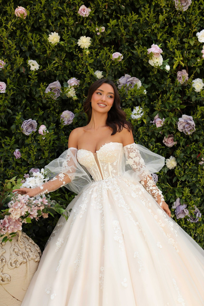 VESTIDO DE NOVIA PRINCESA ESCOTE PROFUNDO - ALICE
