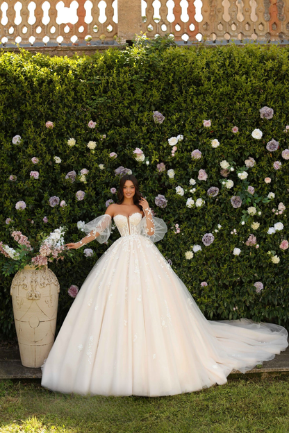 VESTIDO DE NOVIA PRINCESA ESCOTE PROFUNDO - ALICE