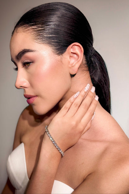 BRAZALETE TIPO TENIS EN PLATA CON PIEDRAS REDONDAS - QUADRIA