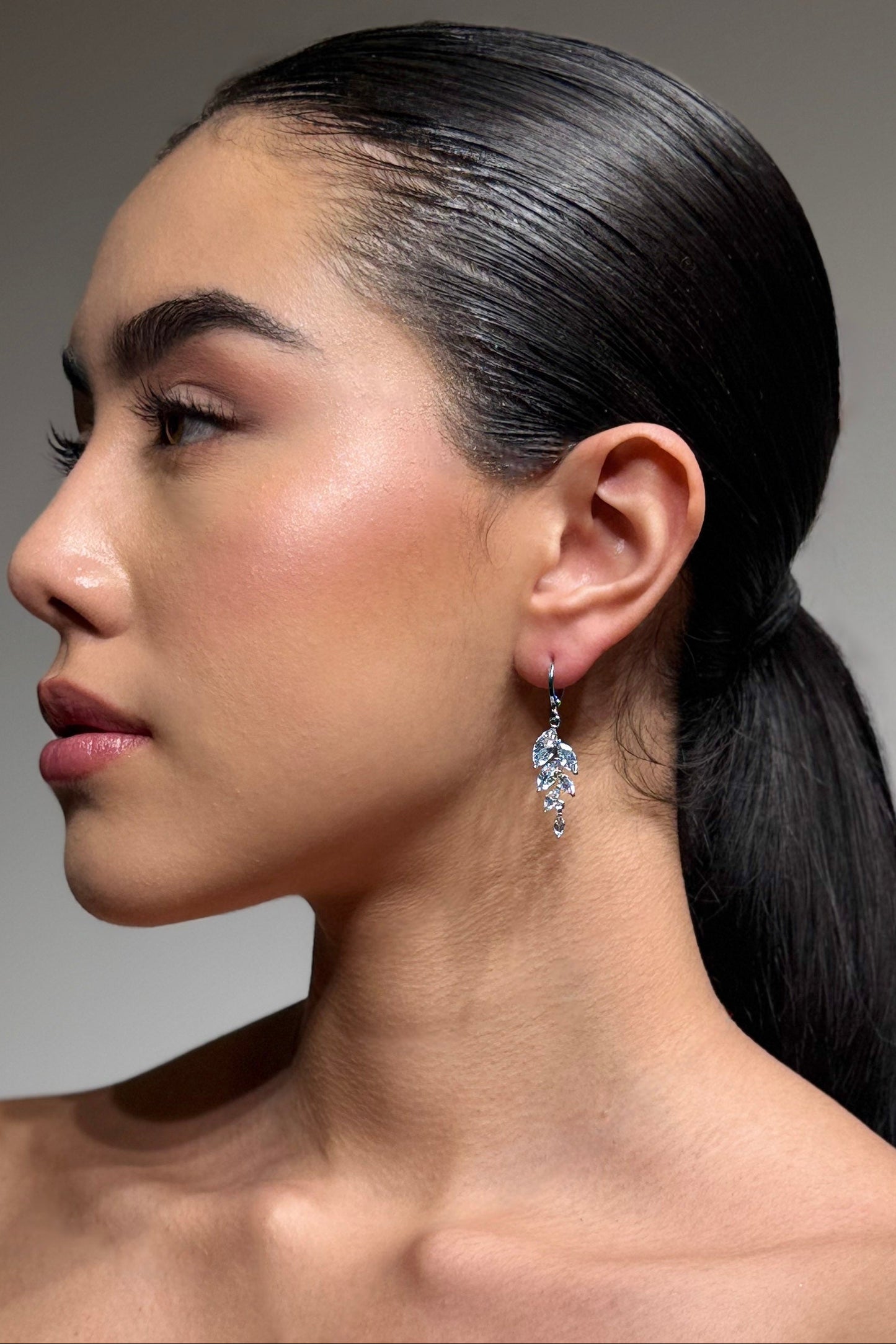 ARETES COLGANTES PLATEADOS CON CRISTALES SILVANA