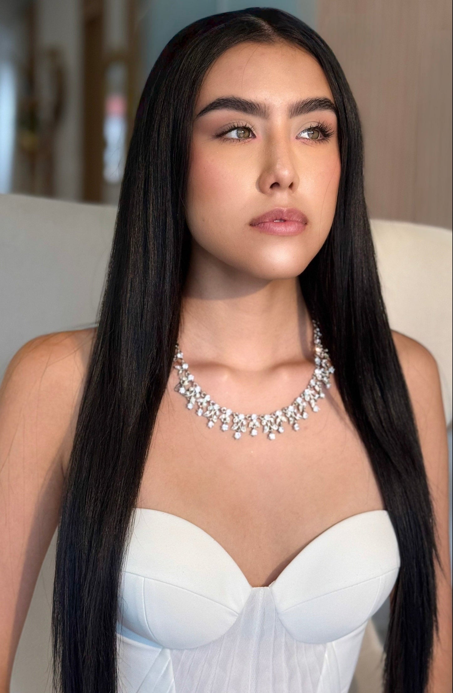 COLLAR PLATEADO CON DETALLES EN HOJAS - ANASTACIA