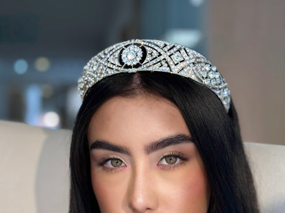 TIARA ENGASTADAS CON PATRON GEOMETICO ORAMENTAL - LENA