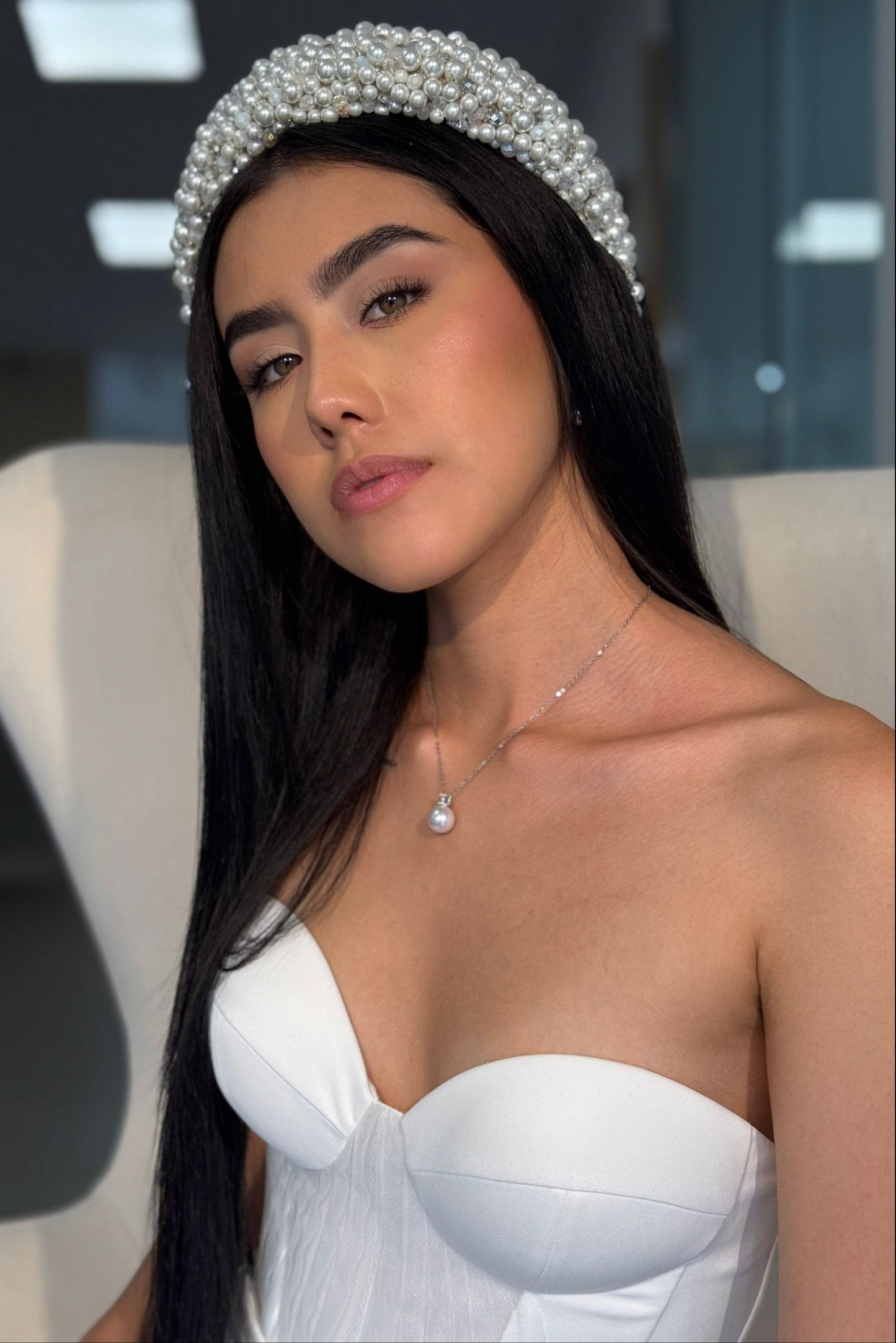 COLLAR PLATA CON DIJE DE PERLA AGUA DULCE - ALANA