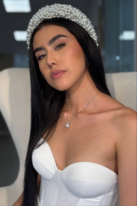 COLLAR PLATA CON DIJE DE PERLA AGUA DULCE - ALANA