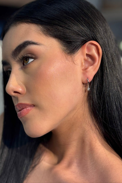 ARETES PLATEADOS TIPO ARO - CRISTALIA