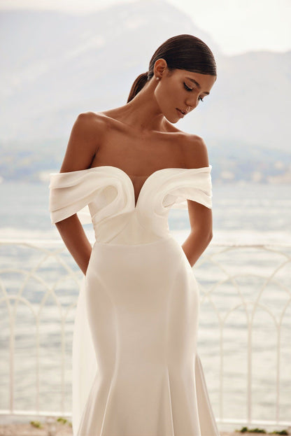 VESTIDO DE NOVIA SIRENA MANGA CAIDA - CHARMY
