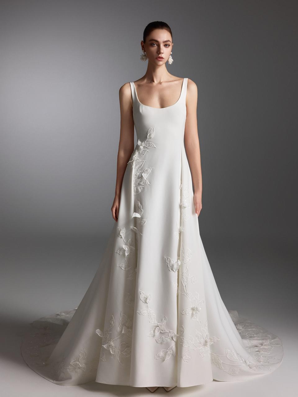 VESTIDO DE NOVIA CONTE A DE TIRAS Y ESCOTE RECTO - AMELI