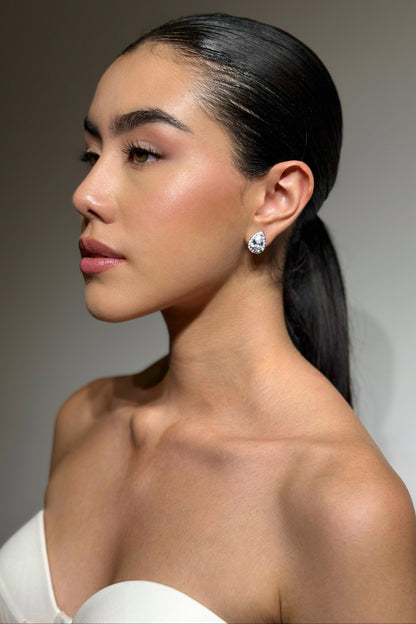 ARETES EN PLATA EN FORMA DE GOTA - AGUA