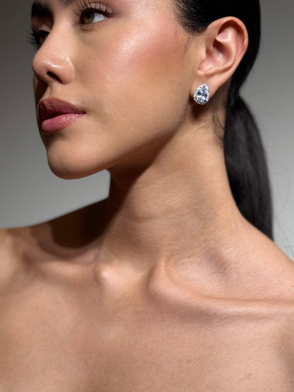 ARETES EN PLATA EN FORMA DE GOTA - AGUA