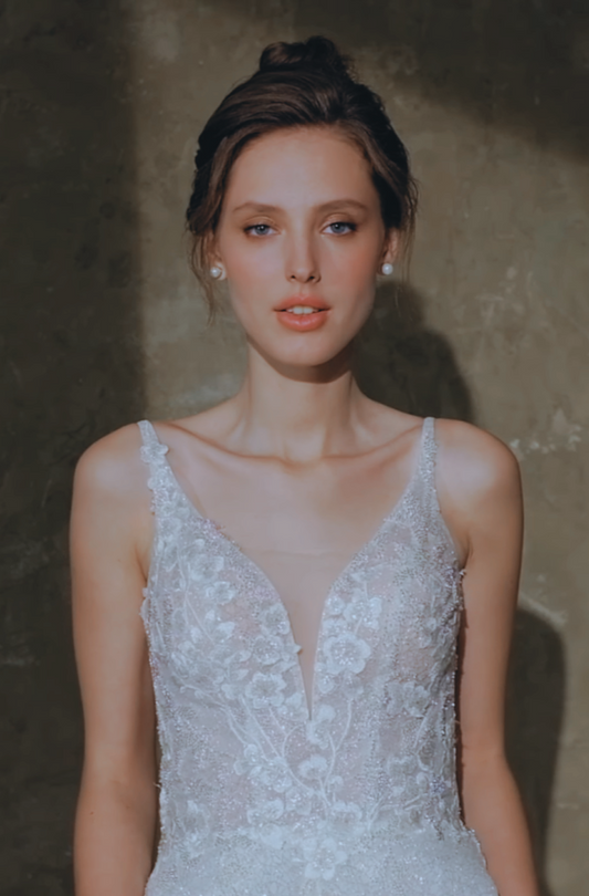 VESTIDO DE NOVIA BLANCO CUELLO EN V - DIONA